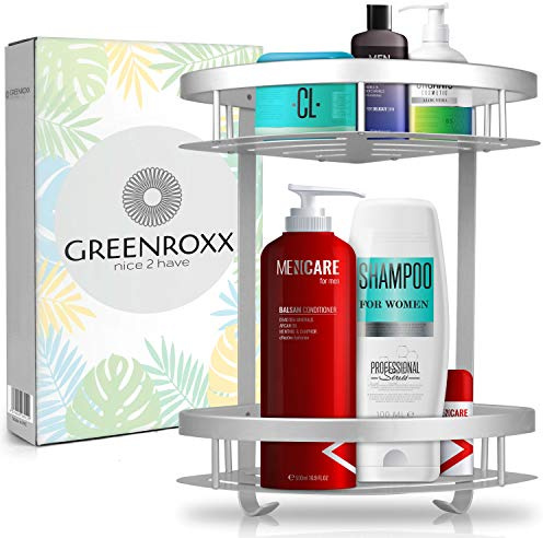GREENROXX Duschregal ohne Bohren - Hochwertige Duschablage zum Kleben - Stabiles Bad Eck-Regal ohne Bohren - Dusch Eck Halterung passend für alle Wände - Duschkorb rostfrei Eckablage