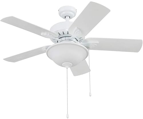 Portage Bay Viretta, 42 Inch Traditional Outdoor Ceiling Fan with Light, Pull Chain, 3 Position Tri-Mount, 5 Dual Finish Blades, Reversible Motor – 51449 (Matte Black)
