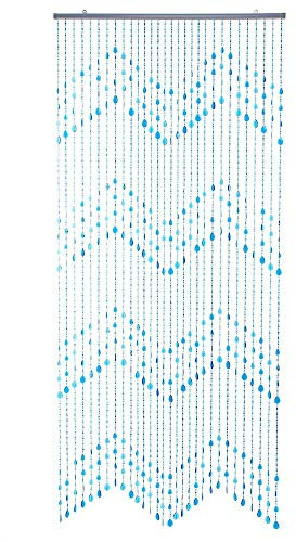 HAB & GUT -DV0183- Door Curtain TEARDROPS, blue light-blue 90x200 cm / 35x78 beaded