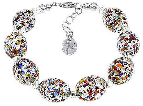 Venetiaurum - Damarmband med äkta Murano-glaspärlor och 925 silver - Tillverkat i Italien Certifierat, n, Sterlingsilver, Murano glas