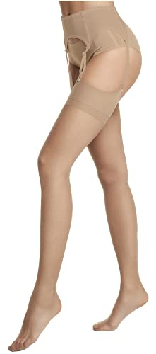 VENEZIANA NUOVA Strapsstrümpfe Damen 15 DEN, Stockings Für Strumpfhalter, Elegante Nylonstrümpfe Damen Matt Transparent Mit Verstärkter Spitze, Feinstrümpfe Made in Italy