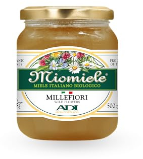 ADI BIO - Miele di Millefiori Italiano Biologico 500g, Sapore Ricco e variabile a seconda delle Fioriture Stagionali - Perfetto per Yogurt e Frutta - Made in Italy