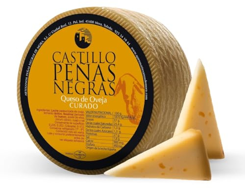 CASTILLO PEÑAS NEGRAS Queso Curado de Oveja | Artesanos Premiados | Sabor Auténtico | Queso Gourmet Ideal para Packs y Catas | Cortado en Octavos | Envasado al Vacío 2,8 kg Aprox