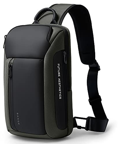 BANGE - Bolso tipo bandolera impermeable, bolso cruzado para hombre, mochila de hombro, mochila bandolera para hombre, Verde, Minimalista