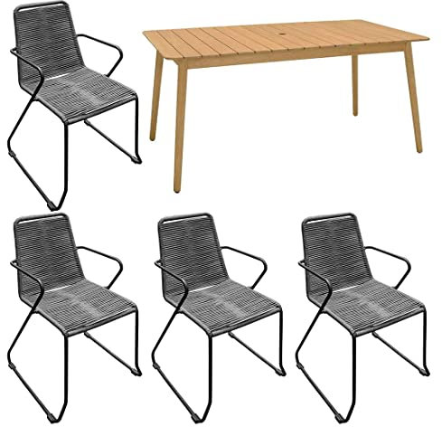 OUTLIV. Maranello Gartenmöbel-Set 5-TLG mit Gartentisch und 4 modernen Gartenstühlen in Anthrazit
