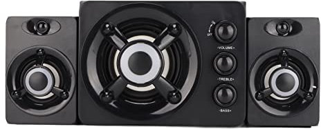 BigKing Altavoz de computadora, Subwoofer estéreo Alimentado por USB 2.1 Altavoz con Cable Multimedia con luz LED RGB para PC portátil(Negro)