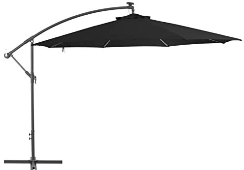 ZEYUAN Ampelschirm mit Alu-Mast, Balkon Sonnenschirm, Marktschirm, Garten, Balkon Schirm, Sonnen Schirme, Balkonschirm, 350 cm Schwarz