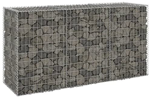 HOMIUSE Gabbione con Copertura 200x60x100 cm Rete Gabbione Giardino Cesto Gabbione Gabbioni Metallici Per Pietre Parete Gabbione Gabbione Parete Gabbioni Metallici in Acciaio Zincato