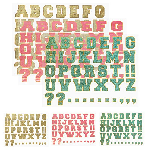 Pilikoll 252 Stück Buchstaben Zum Aufbügeln Bling Wasserdicht 1.63 Inch Aufbügeln Zahlen mit transparenter Folie Buchstaben Patches zum aufbügeln Für Kleidung Sport T-Shirt Uniform DIY Stoff