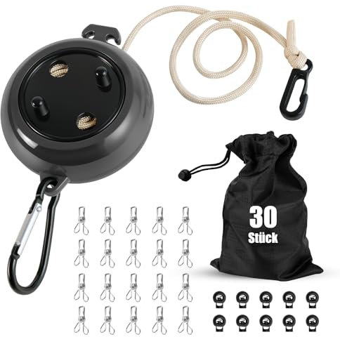 Filo stendibiancheria estensibile lungo 10 m, accessorio da campeggio, per viaggi, giardino, vacanze, camper o roulotte.