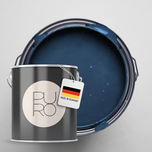 Livingwalls PURO Premium Wandfarbe c3008 - Malerfarbe für Wohnräume und Arbeitszimmer mit sehr hoher Deckkraft - matte hochwertige in Blau - 2,5l