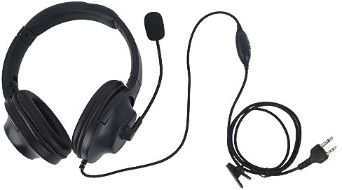 Pdflie GXT1000vp4 2-Prong Earpiece with Boom Mic Ptt VOX 2 Pin Head Headpiece Ear Piece Kit Two Way Radio Binaural Over The Ear Earmuff Headset for Icom Midland 2-Way Walkie Talkie avph3 gxt gmrs lxt