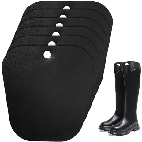 Exbrith 6 Stück Stiefelspanner Damen Wiederverwendbar, Stiefelform Einsätze, Kunststoff Stiefel Ständer, Halter Hohe Stiefelstütze, Hohe Unterstützung für Unisex,Schwarz, 10 Zoll