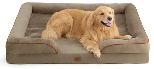 BEDSURE orthopädisches Hundebett ergonomisches Hundesofa, 132x104cm | Hundekorb grosse Hunde mit eierförmiger Kistenschaum, wasserdichtem & waschbarem Bezug, rutschfester Unterseite