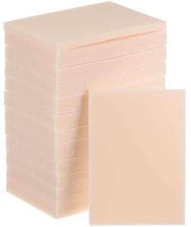 sourcing map 24 Stück Schleifschwamm, 10,2 x 7,5 cm, Körnung 800–1000, Handschleifschwämme, Blatt, Nass- und Trockenschleifpapier für Modelle, Trockenbau, Metall, Holz, Möbelpolieren, Beige, 24 Stück