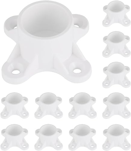 12 Packs 1 inch PVC Flange Table Leg Cap Fittings Furniture Screw Tab Caps for Building Furniture Support Feet Making Storage Shelves