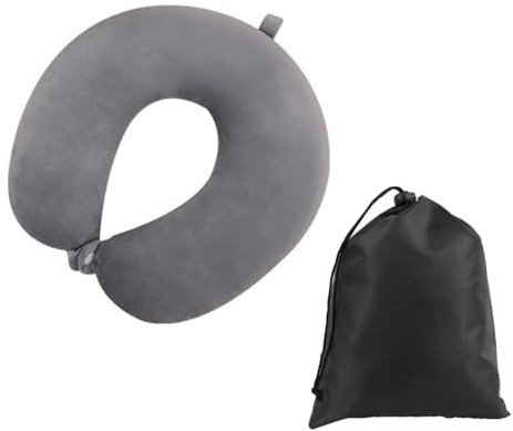 LATRAT Reisekissen Daunen Baumwolle Nackenkissen Stützkissen, Nackenhörnchen für Erwachsene samtweiches Reisekissen für Flugzeug, Auto, Zug, Schiff, Grey