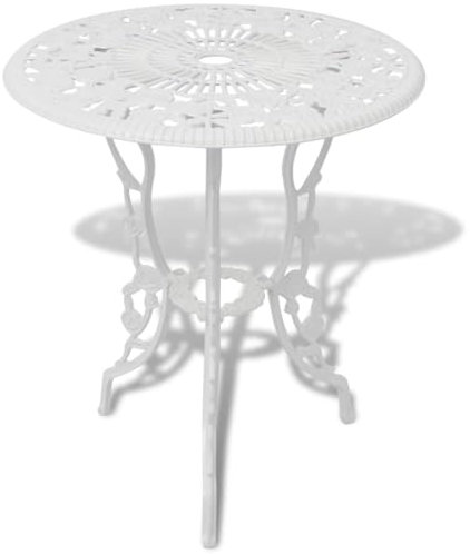 KTHLBRH 3-TLG. Bistro-Set Aluminiumguss Weiß Terrassenmöbel-Sets Outdoor-Möbel-Sets Gartenmöbel-Sets für Gärten, Terrassen und Balkone