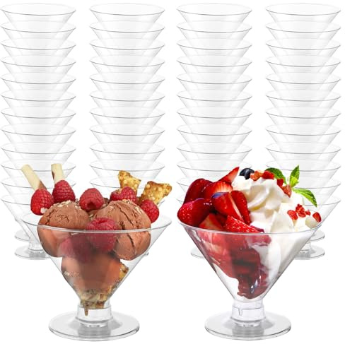 VIDETOL 100 Pcs Martini Glasses, 5oz Clear Cocktail Glasses - Reusable Plastic Party Cups for Wedding, Anniversary, Christmas and Birthday Party