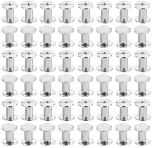 PATIKIL M5x8mm Chicago-Schrauben, 100 Sets Chicago-Schrauben Phillips-Bindungsschrauben Bolzen Leder-Nieten Messing-Befestigungselemente Verbindungsstücke Stahl, silberfarben