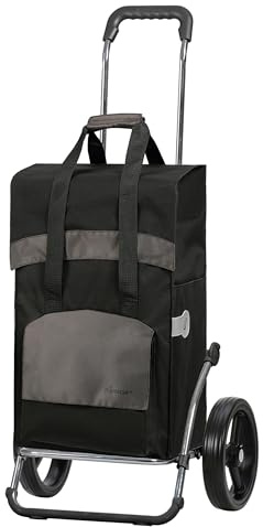 Andersen Einkaufstrolley - klappbar - 49 Liter - belastbar 60 kg - Stahlgestell - Trolley - 3-Speichen-Rad Ø 25 cm - Royal Shopper Steel Holly schwarz