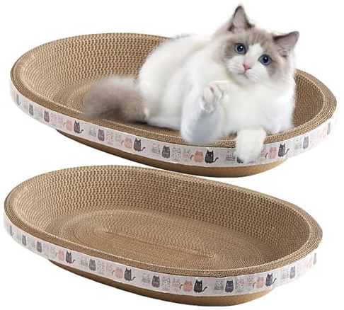 Kratzpappe Rund für Katzen, Ovale Nest und Lounge Kratzbrett, Schutz für Möbel