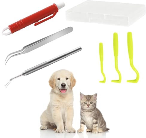 6Pcs Painlessly Tick Hook Set, Safe Small Medium Large Tick Removal Twister, Chemical-Free Tick Tweezers, Pain-Free Multifunctional Tick Pliers with Ergonomic Handle Storage Case for Cat Dog Human