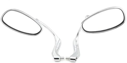 Motorrad Rückspiegel Motorrad Chrome Retro Griff Bar End Oval Rückspiegel Seite Spiegel Für Für Mondial Für HPS 125 300 Spiegel Set Links & RECHTS(Chrome)