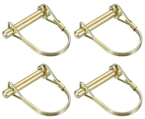 QUARKZMAN 4 Stück Rohrklappsplinte 8x45mm Splinte Rohre 5/16 x 1-3/4 Bolzen mit Ring, Anhängerstifte Runde Bolzen für Boot Kajak Anhänger Traktor Wagen, Golden