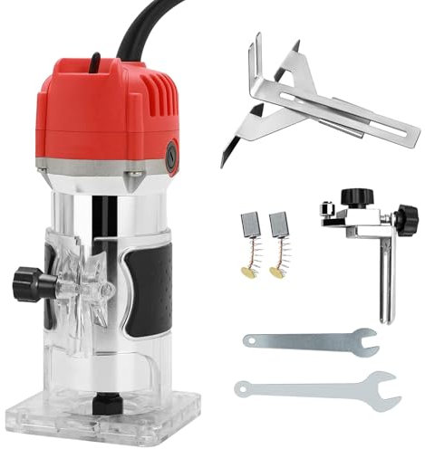 AXGCAA Fresadora de Palma, fresadora de Madera eléctrica de 800 W con 2 Llaves, fresadora de Mano eléctrica, fresadora compacta para carpintería, para ranurado, Recorte y Biselado Profesional(Red)