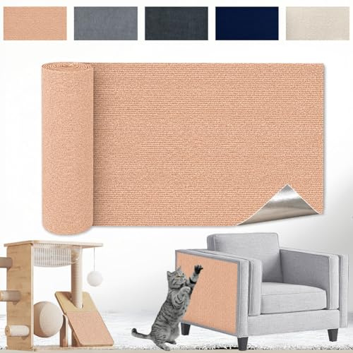 Kratzmatte Katze Selbstklebend - Kratzschutz Sofa Anti Kratz Folie Kratzwand für Katzen Frei DIY Geschnitten 30x200CM Khaki