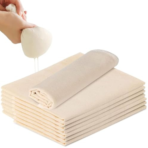 8Pcs Muslin Cloths for Cooking, Cheese Cloth, Cheesecloth, Cheese Cloths for Straining, Reusable and Washable Muslin Cloths, Food Strainer Cloth, for Straining Baking Cheese Making Juicing, 50 X50 CM