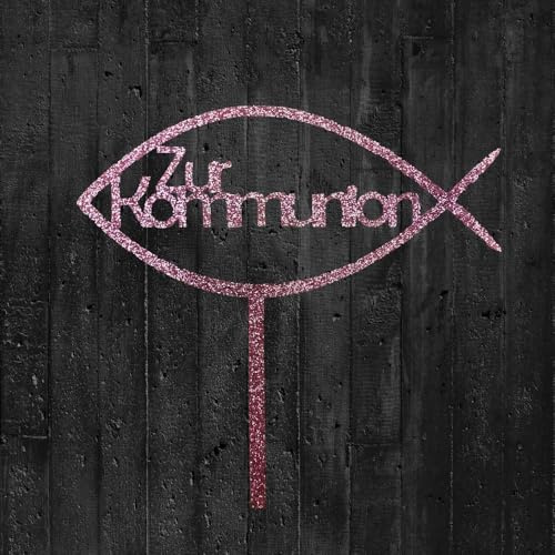 Cake-Topper Kommunion Glitzerrosa Acryl 142 x 65mm Stärke 3mm