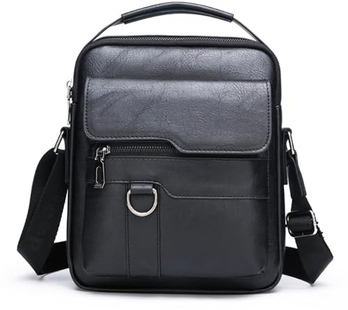 AfitLulu Bolso Bandoleras Hombre 5 Bolsillos Bolso de Mensajero de Negocios, Bolsos Mano con Correa de Hombro Ajustable, Bandolera Hombre Bolsos Cruzado con Cremallera y Botón Magnético (Negro)