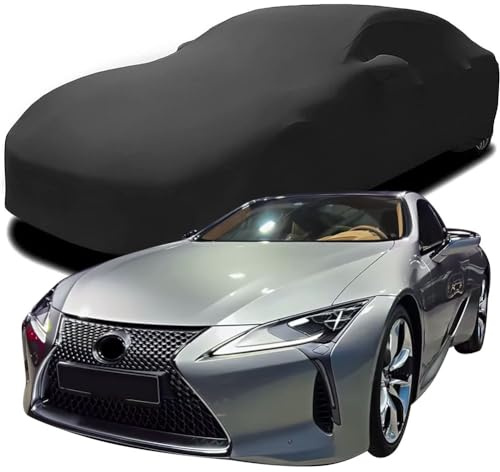 YMLVET Auto Abdeckung für Lexus LC 500, Indoor Schutz Elastisch Atmungsaktiv Staubschutz Weich Stretch Stoff Autoabdeckung,Black
