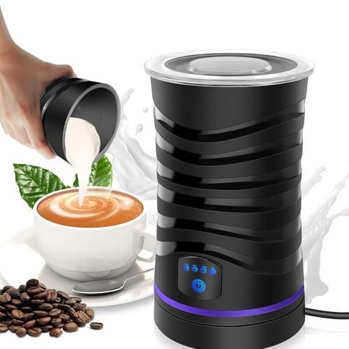 Mousseur à lait automatique 4 en 1 - Mousseur à lait électrique pour mousse de lait chaude et froide - 430 ml - Grande capacité - Pour latte, cappuccino, macchiato