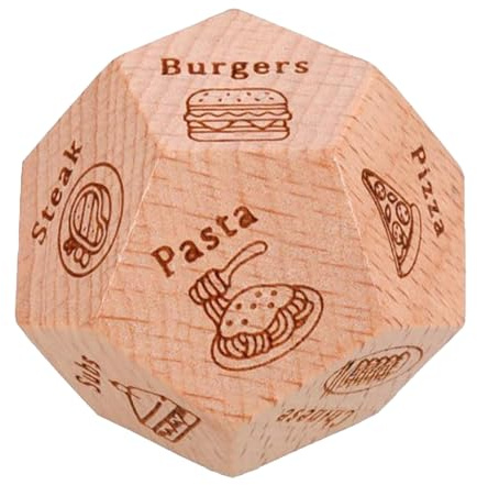 Dadi per idee alimentari, dadi in legno da 5 cm, divertente gioco romantico, attività per cena di coppia, dadi creativi per appuntamenti per adulti, regalo romantico per feste di fidanzamento