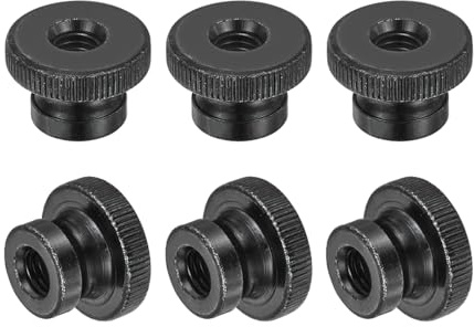QUARKZMAN 6 Piezas Tuercas De Pomelo Moleteadas M8 x 24 x 16mm Negro