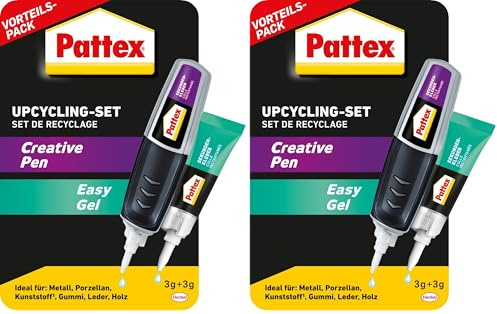 Pattex Sekundenkleber Upcycling-Set, 2-er-Set bestehend aus Creative Pen (3g) und Power Easy Gel (3g), Superkleber für schnelle Reparaturen und kreative DIY-Projekte zu Hause (Packung mit 2)