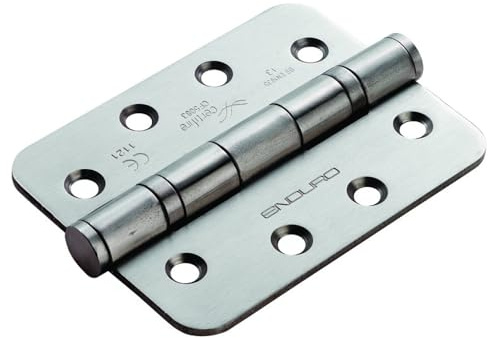 Grade 13 Ball Bearing P Hinge Heavy Duty Fire Rated Door Hinge for High Load Timber and Composite Doors in Commercial and Residential Buildings (Satin Stainless Steel, Radius)