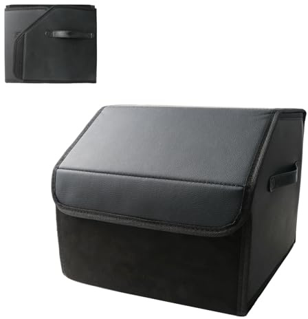 CHENGCKJ Auto Organizer Kofferraum Leder Aufbewahrungsbox Faltbarer | Mehrzweck Kofferraumtasche Sitzaufbewahrungstasche Rücksitz Organizer mit Griffen für SUV Limousine Camping