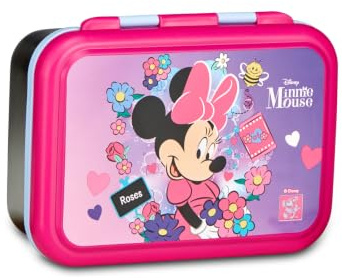 Seven Portamerenda Minnie, Rosa, 850 ml, Resistente al calore, Divisorio interno, Lavabile in lavastoviglie, Base in acciaio, Scuola, Sport, Viaggio, Bambina