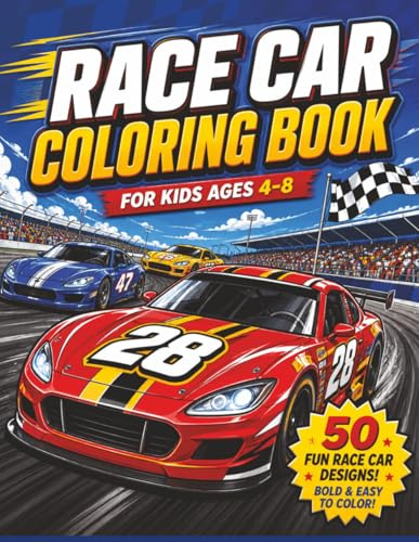Race Car Coloring Book: For Kids Ages 4 - 8