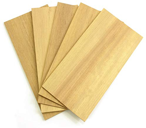 wodewa Juego de chapa de madera Iroko 4mm de espesor 30 x 14cm | 5 unidades Tableros de madera real para artesanía Modelo manualidades marquetería Restauración