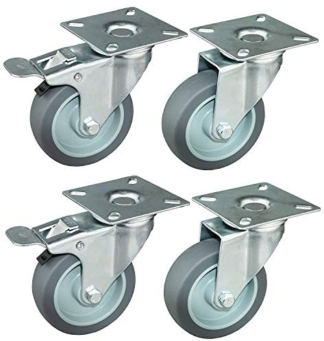 HRB Transportrollen 75mm, Möbelrollen, Gesamttragkraft 240 Kg (4 Lenkrollen, 2 mit Bremse, 2 ohne)