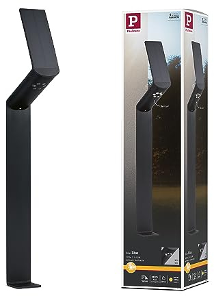 Paulmann 94262 Solar Pollerleuchte Ilias LED Außenleuchte eckig incl. 1x1,2 Watt Anthrazit Kunststoff 3000 K Warmweiß