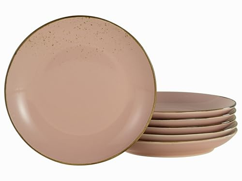 Creatable, 21970, Serie NATURE COLLECTION, Rosé, 6-teiliges Geschirrset, Dessertteller aus Steinzeug, spülmaschinen-und mikrowellengeeignet, Qualitätsproduktion, Rosa