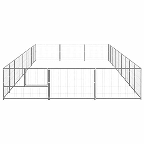 Tidyard Outdoor Hundezwinger, Hundekäfig XXL, Hundehütte, Hühnerstall, Hühnerhaus, Hühnervoliere, Freilaufgehege Hühnervoliere, Stahl Silbern 900 x 300 x 70 cm 27 m²