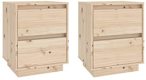 vidaXL 2X Nachttisch Nachtschrank Nachtkonsole Nachtkommode Schlafzimmer Schrank Kommode Beistelltisch Universalschrank 40x35x50cm Massivholz Kiefer