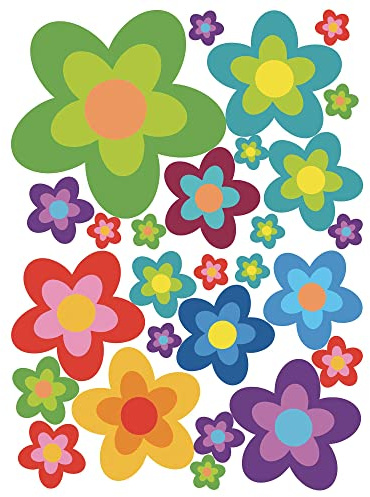 GamesMonkey® - Adesivi Auto Fiori Margherite Prilblumen Tuning - 27/54 / 108 Pezzi - Carrozzeria Divertenti Moto Bicicletta Stickers Vetri Casco (Large, 27 Pezzi, Col 001)